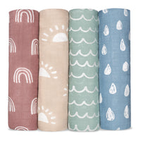 Baby Muslin Swaddle Blankets, 4 Pack